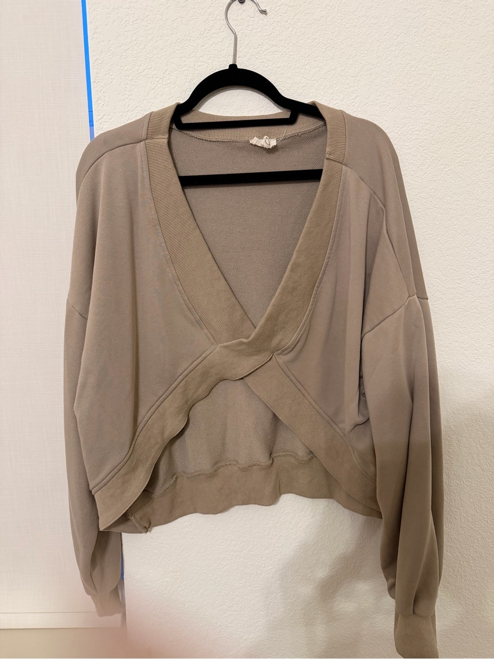 POL Neutral Taupe Crop Sweatshirt